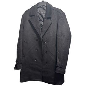Prijouhe Peacoat Men’s Black Wool blend Large Career Heavyweight Classic preppy